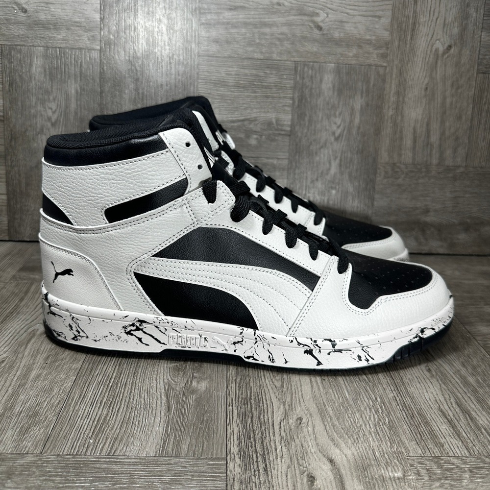 Puma Rebound Layup MCL High Top Mens 13 White Black Marble 403292-03 NEW